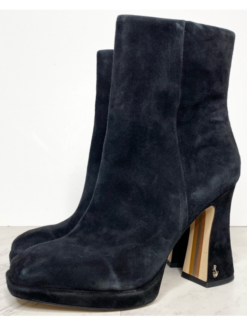 Sam Edelman Jaye Black Suede Heeled Bootie 8 1/2 M